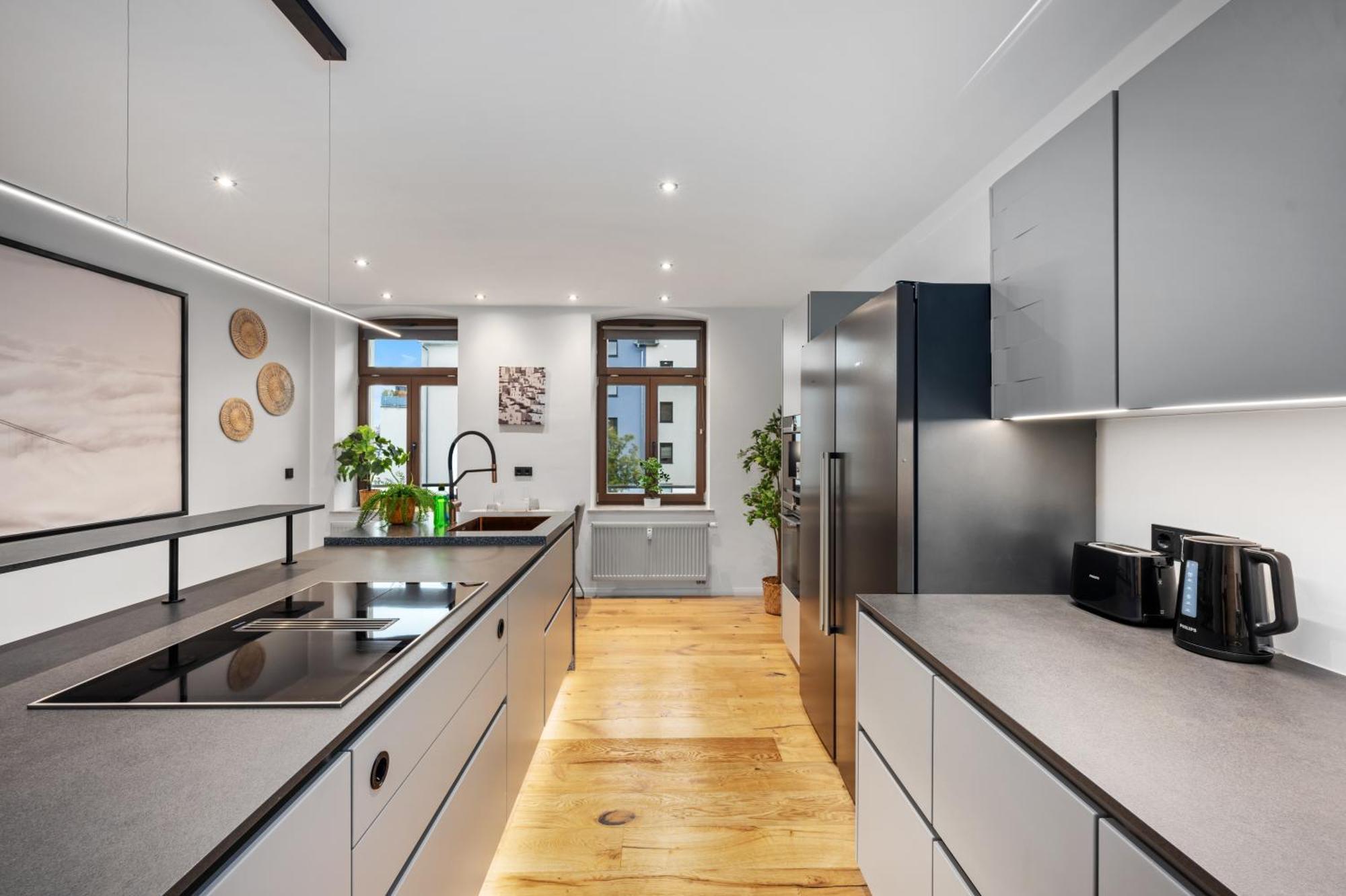 Edler Wohnraum Schlossteich-Suite 3 Sz Mit Zwei Balkonen, Kaffeevollautomat, Kamin, Klima, Lift & Zwei Parkplaetzen Chemnitz Zewnętrze zdjęcie